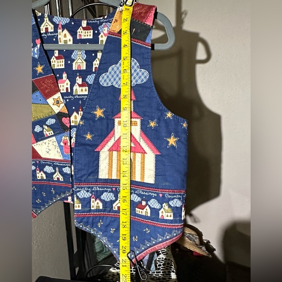 Country Blessings design fabric handmade, hand quilted vintage vest - Picture 6 of 8